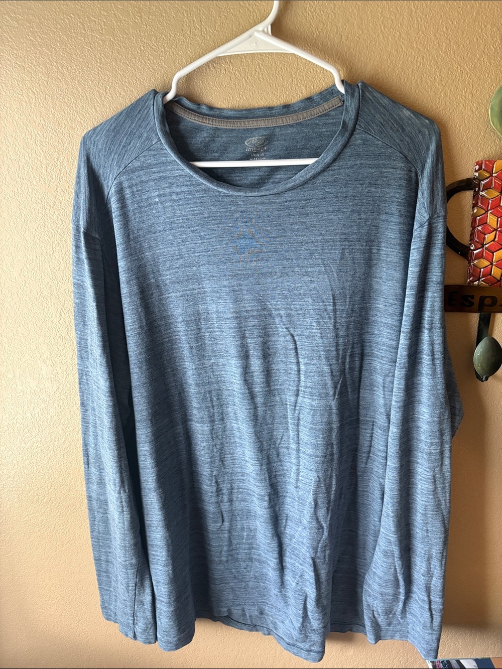 Athletic Works Men's Heather Blue Long Sleeve Crew Shirt
